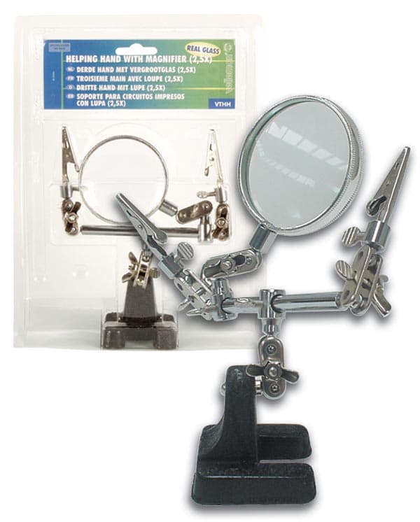 Soporte Para Circuitos Impresos Con Lupa Y Pinzas Tercera Mano Soldar Reparar