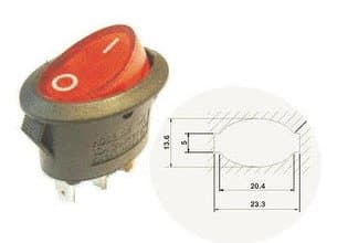 Interrputor Empotrar Ovalado Rojo Piloto Neon 230V