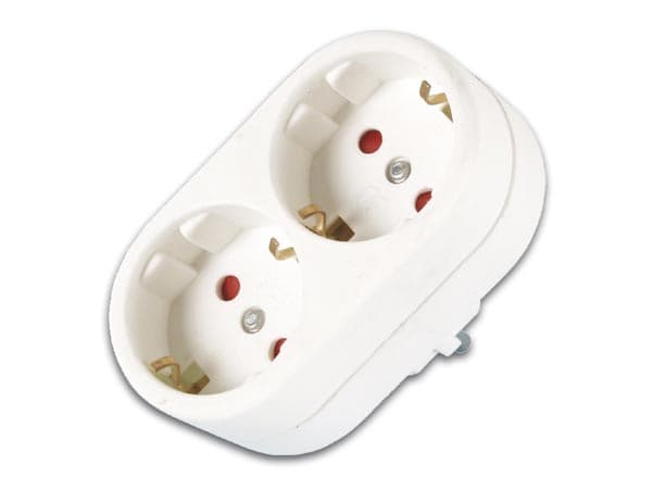 Base Multiple Regleta De 2 Tomas Tt Conexion Schuko Color Blanco