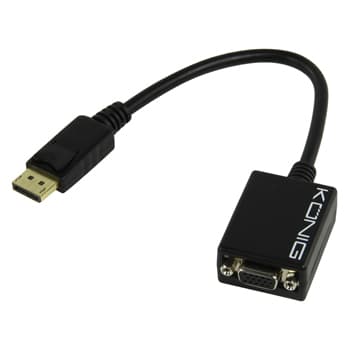 CABLE VIDEO DISPLAYPORT MACHO VGA HEMBRA 02m NEGRO
