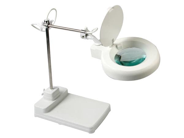 Flexo Con Lupa Con Base Sujeccion Sobremesa 22W 3 Dioptrias Color Blanco