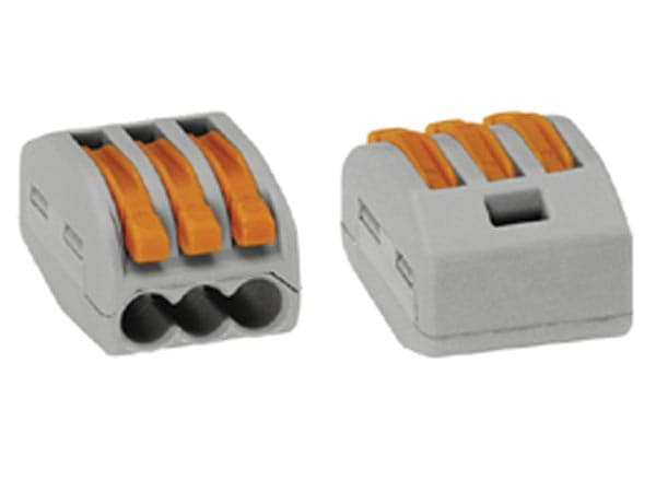 BORNE WAGO PARA CONEXION 3x 4mm CABLE FLEXIBLE RIGIDO GRIS FACIL CONECTAR