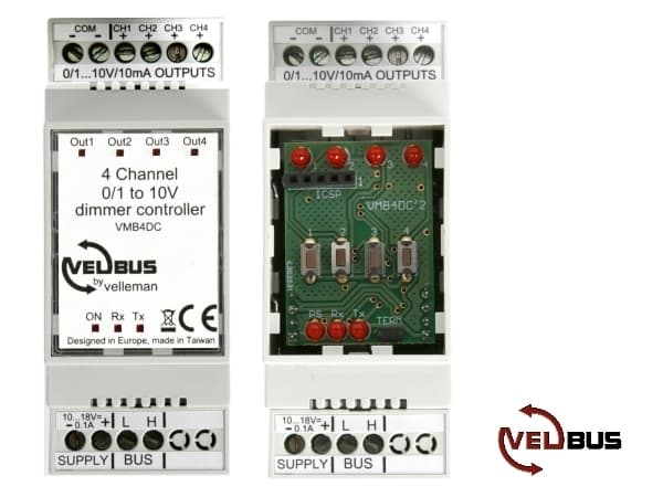 Controlador Para Sistema Velbus 4 Canales Para Dimmers De 1 A 10V