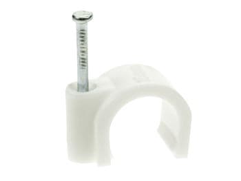 GRAPA DE FIJACION REDONDA PARA CABLE BLANCO 4mm CAJJA DE 100 UNIDADES