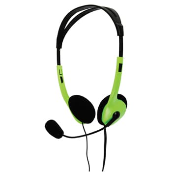 AURICULARES ESTEREO DE DIADEMA MICROFONO CONTROL DE VOLUMEN JACK 35mm VERDE