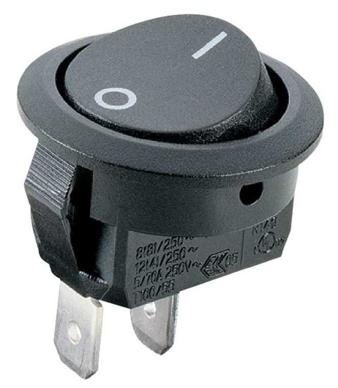 Interruptor Redondo Basculante Unipolar Spst Onoff Negro